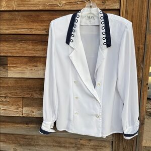NILANI vintage blouse double breasted with shoulder pads
